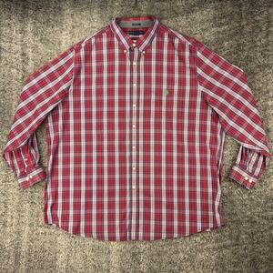 US Polo Assn Red Blue Plaid Shirt Men's 3XL Tall Long Sleeve Button Down Stretch